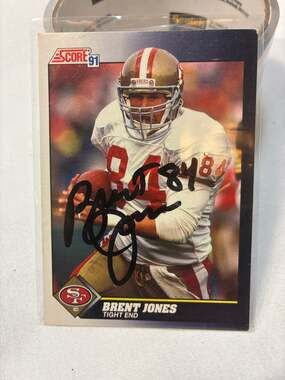 1991 Score Brent Jones #556 San Francisco 49ers Signed Autographed Card